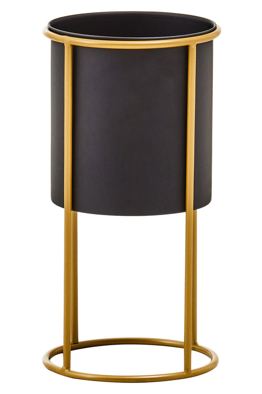 Trosa Small Black And Gold Floor Standing Planter