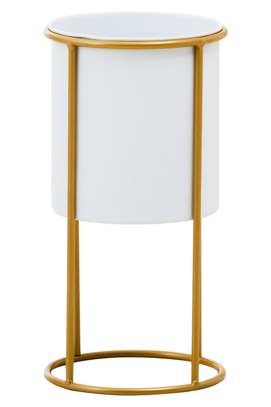 Trosa Small White And Gold Floor Standing Planter