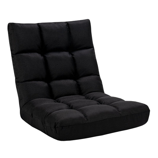 14-Position Adjustable Floor Chair with High Resilience Sponge-Black