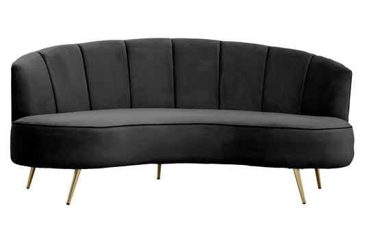 Hasna Three Seat Black Velvet Sofa