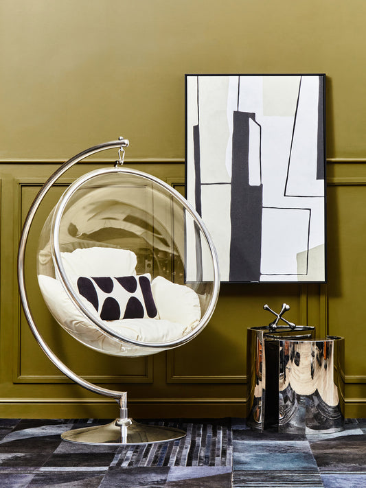 Goa Hanging Bubble Chair With Cream Cushions