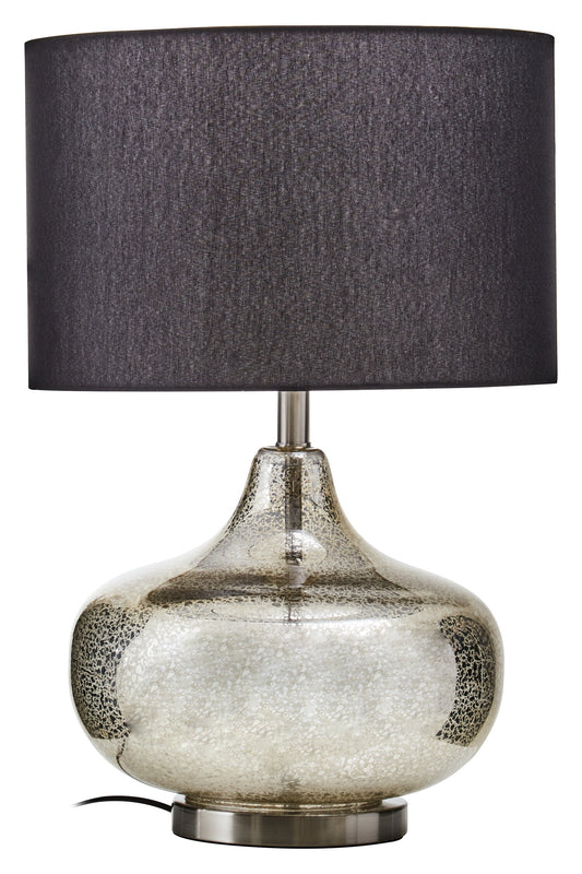 Luz Silver Glass with Black Shade Table Lamp