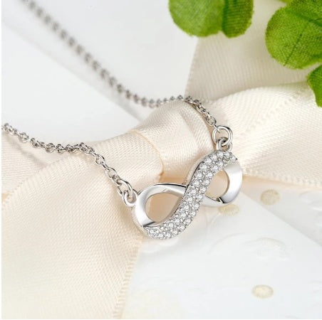 Valentine'S Day Gift Sterling Silver Infinite Eternal Diamond Necklace Sterling Silver Jewelry