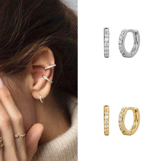 S925 Sterling Silver Geometric Round Micro-Set Earrings