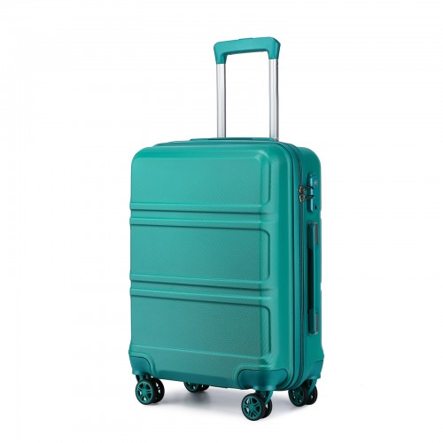 K1871-1L - Kono ABS 24 Inch Sculpted Horizontal Design Suitcase - Teal
