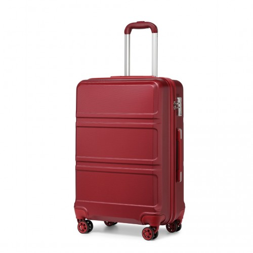 K1871-1L - Kono ABS 20 Inch Sculpted Horizontal Design Cabin Luggage - Burgundy