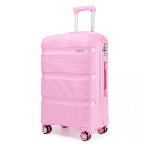 K2092L - Kono 28 Inch Bright Hard Shell PP Suitcase - Classic Collection - Pink