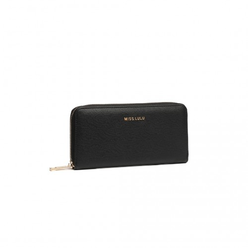 LP2108 - Miss Lulu Zip Closure Ladies Purse Wallet - Black