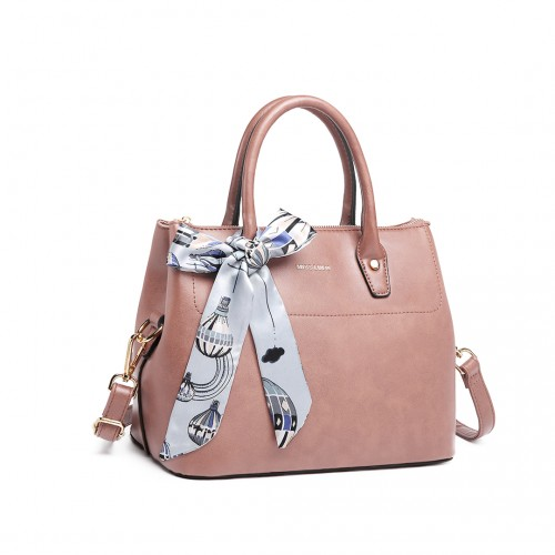LT1959 - Miss Lulu Silk Scarf Shoulder Bag - Pink