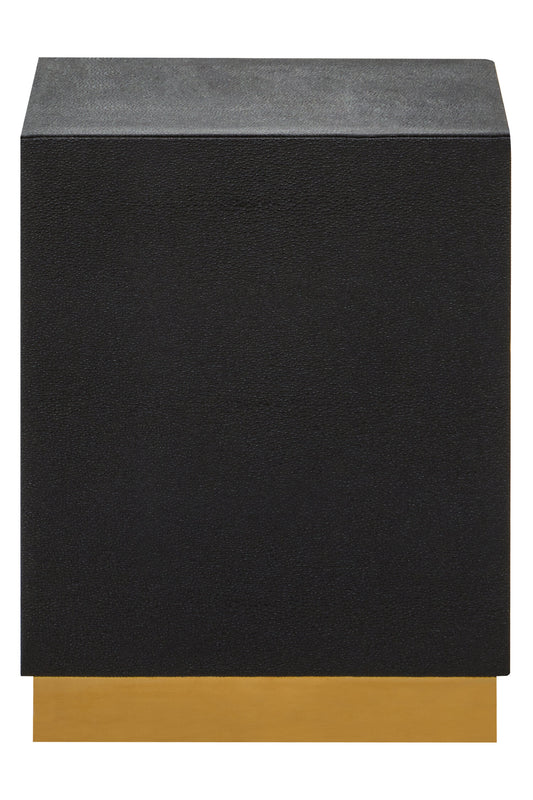 Cardoba Square Black Shagreen Effect Side Table and Stool
