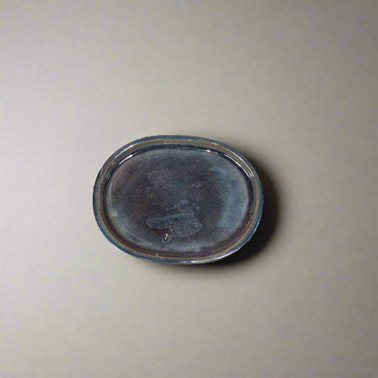 16cm Glazed Drip Tray | Oval | Blue