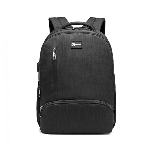 E1978 - Kono Multi Compartment Backpack with USB Connectivity - Black