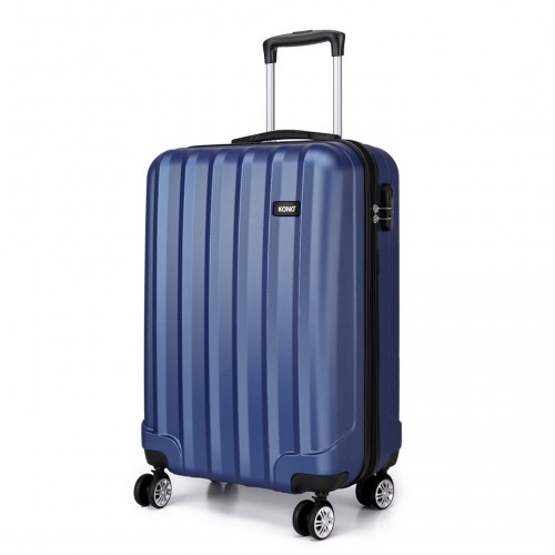 K1773L - Kono Vertical Stripe Hard Shell Suitcase 19 Inch Luggage - Navy