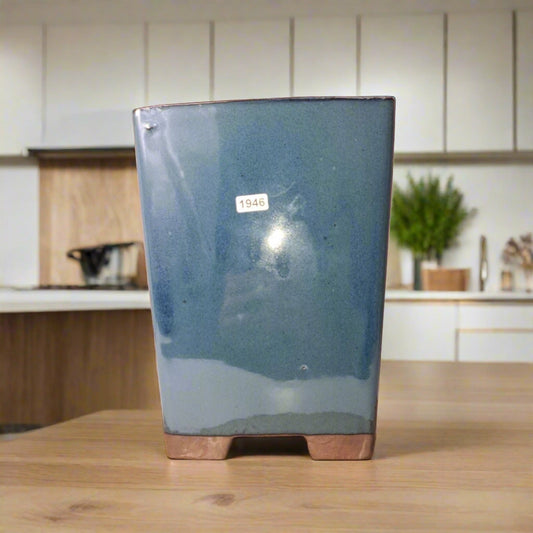 18cm Glazed Bonsai Pot | Cascade | 18cm x 24cm | Blue | Luxury Home Accessories | Heulog Glow