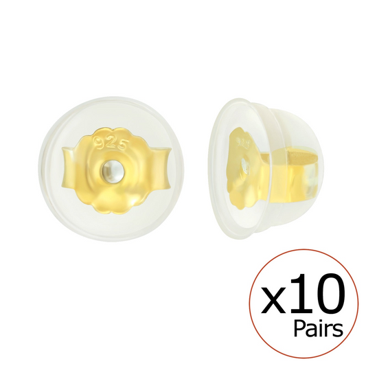 10 Pairs Silicone Coated Gold Butterfly Backs