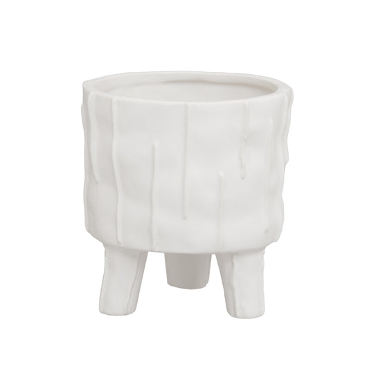 Fara Small White Textured Ceramic Planter