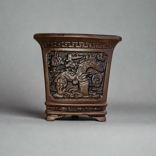 19cm Premium Unglazed Bonsai Pot | Cascade | 19cm x 19cm x 19cm | Brown | Luxury Home Accessories | Heulog Glow