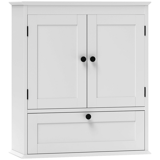 HOMCOM Bathroom Cabinet Wall Mounted with Adjustable Shelf, White