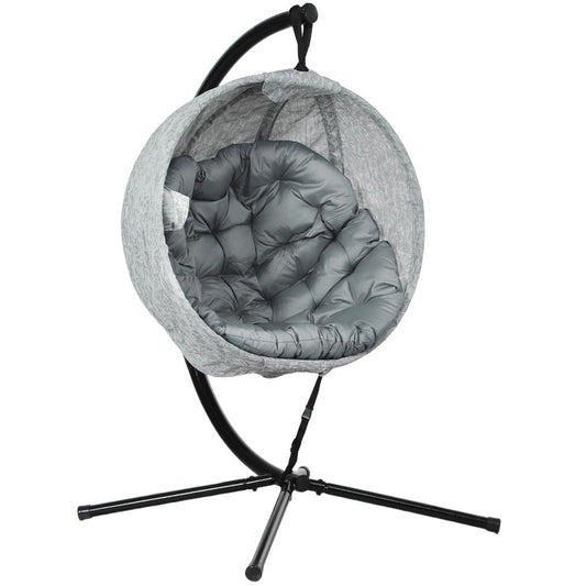 Outsunny Hanging Egg Chair Outdoor Indoor Swing Chair, Folding Basket