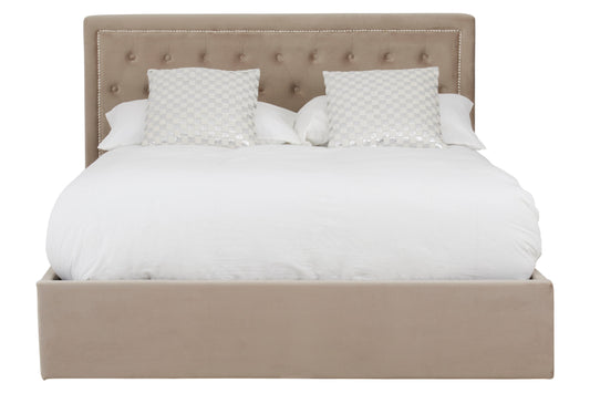 Hannah Mink Velvet Ottoman King Bed