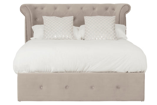 Edison Mink Velvet Ottoman Double Bed