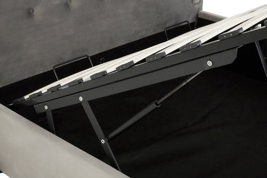 Edison Grey Brushed Velvet Ottoman King Bed