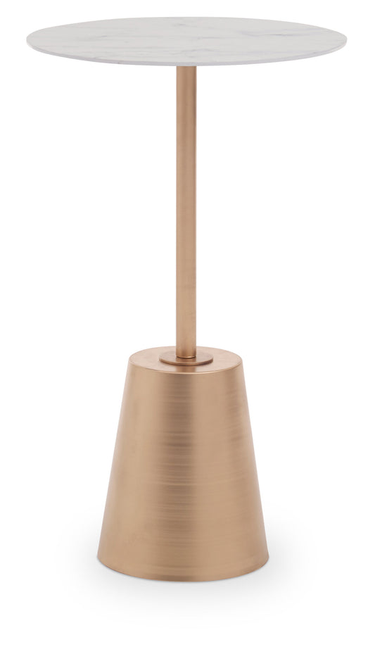 Avola White Marble Effect Top Gold Base Side Table