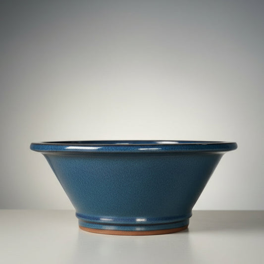 16cm Glazed Bonsai Pot | Round | 16cm x 6cm | Blue