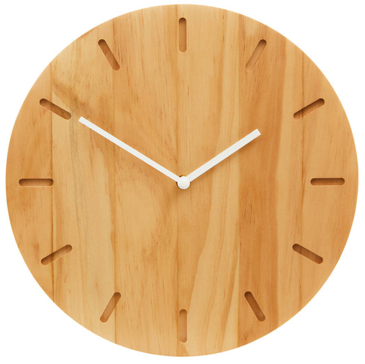 35cm Dia Natural Finish Oak Wood Wall Clock | Vitus