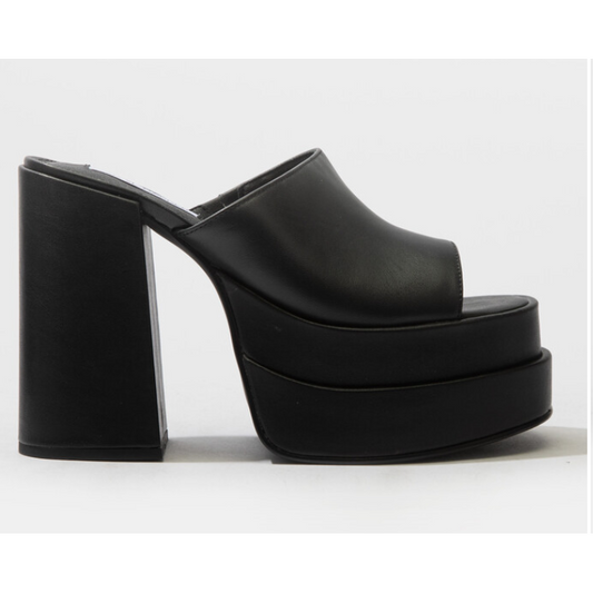 UK 6 Steve Madden Cagey Black Leather Women’s Platform Sandal Heels – EU 39