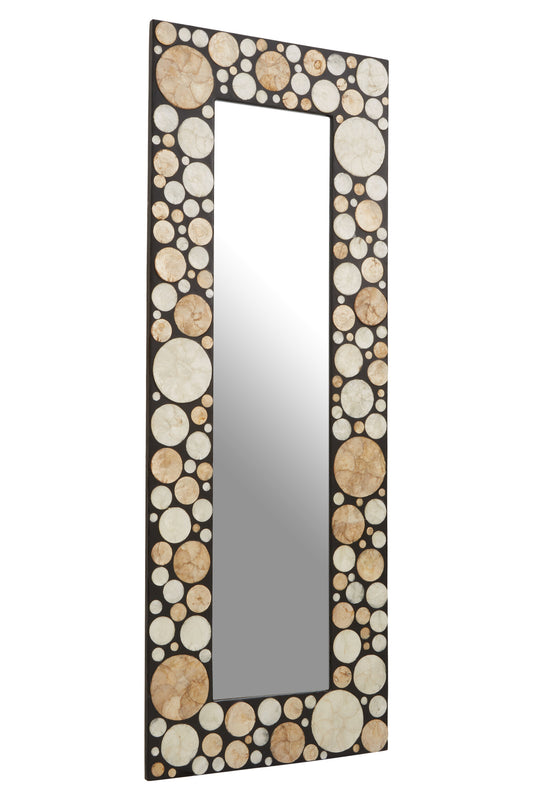 Palu Rectangular Black Wall Mirror with Shell Inlay
