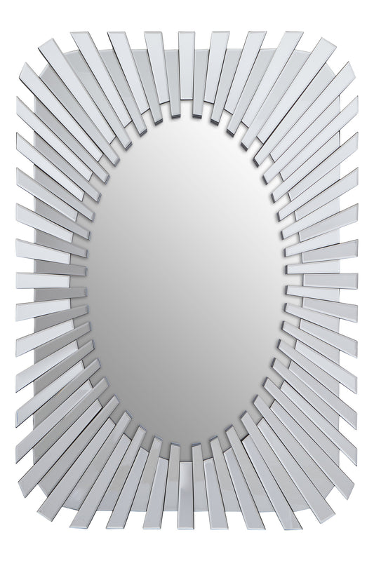 Jade Silver Rectangular Sunburst Wall Mirror