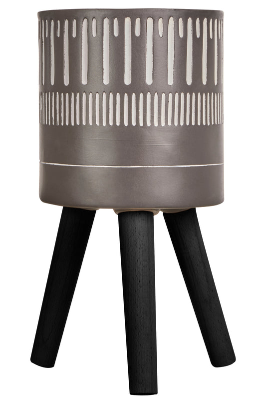Darnell Small Black And White Finish Planter