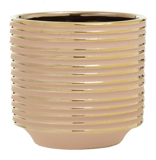 Haldis Blush Pink and Gold Large Ceramic Planter
