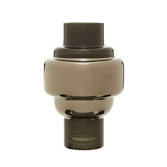 Cayden Small Smoked Black And Silver Vase