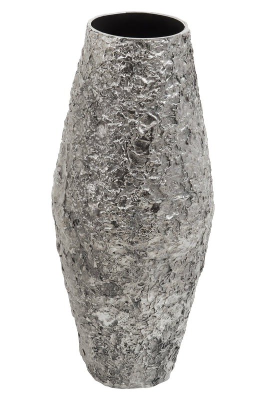 Akola Large Silver Textured Metal Vase