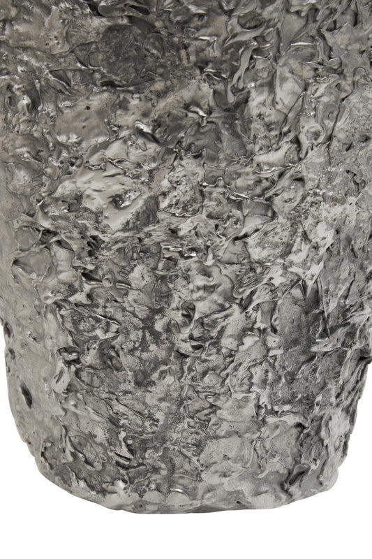 Akola Large Silver Textured Metal Vase