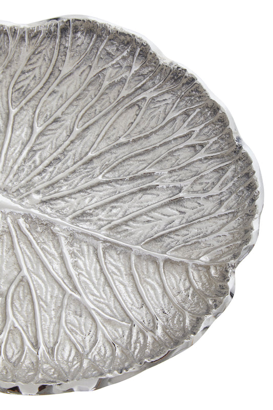 Salma Small Silver Finish Lotus Leaf Plate.