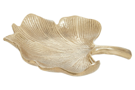 Prato Small Antique Gold Finish Ginkgo Dish