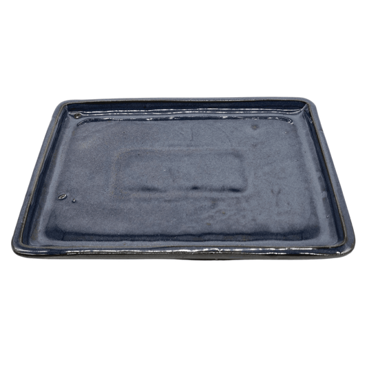 24cm Glazed Bonsai Pot Drip Tray | Rectangle | Blue | Luxury Home Accessories | Heulog Glow