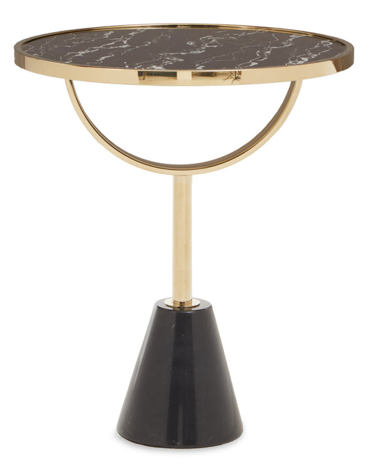 Oria Black Glass and Marble Base Side Table