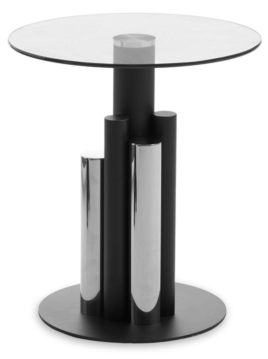 Oria Glass Silver And Black Base Side Table