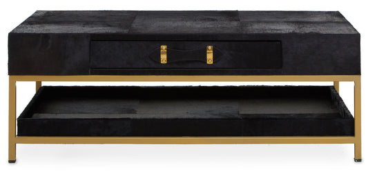 Kensington Townhouse Gold and Black Hair On Leather Coffee Table