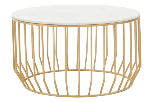 Pali White Marble And Gold Coffee Table.