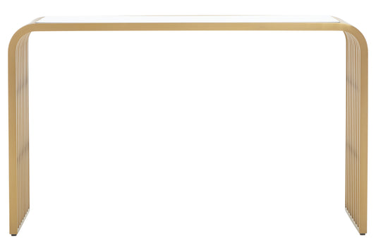Vogue Matte Gold Slatted Console Table