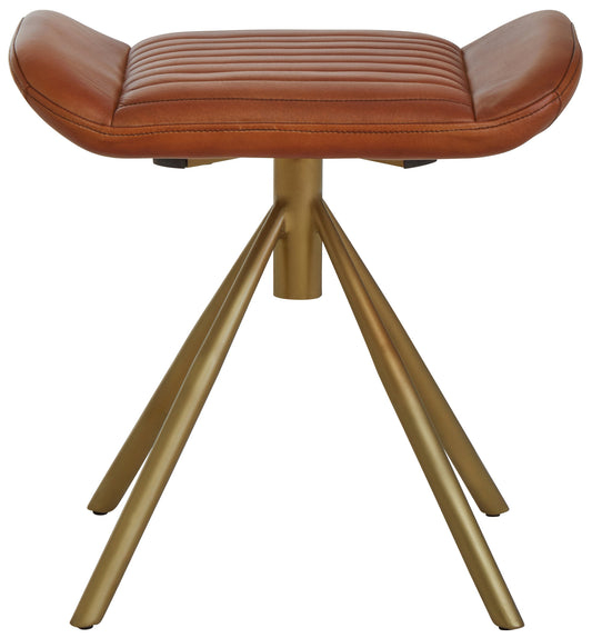 Buffalo Tan Leather Footstool
