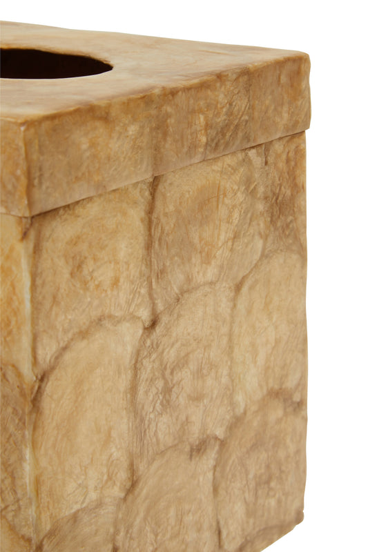 Palu Beige Seashell Square Tissue Box