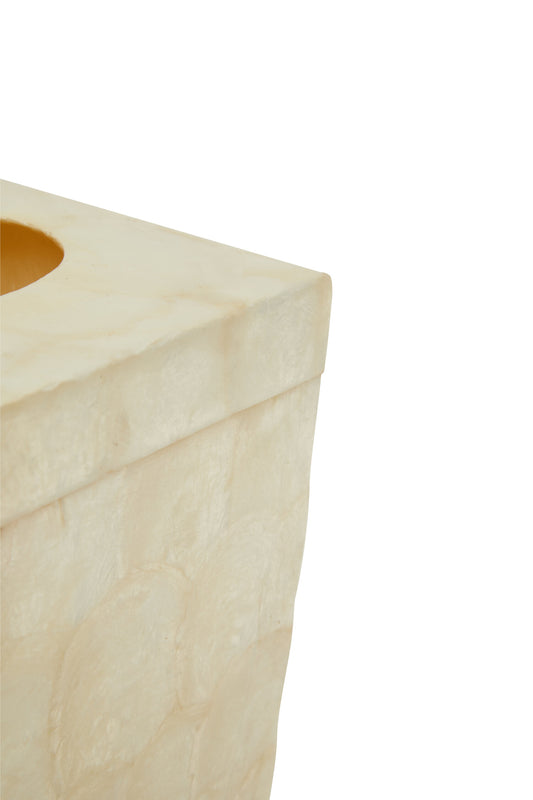 Palu White Shell Square Tissue Box