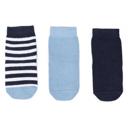 HelloBaby Boys Pack of 3 Non-Slip Socks Animal Print Cotton Rich - Blue