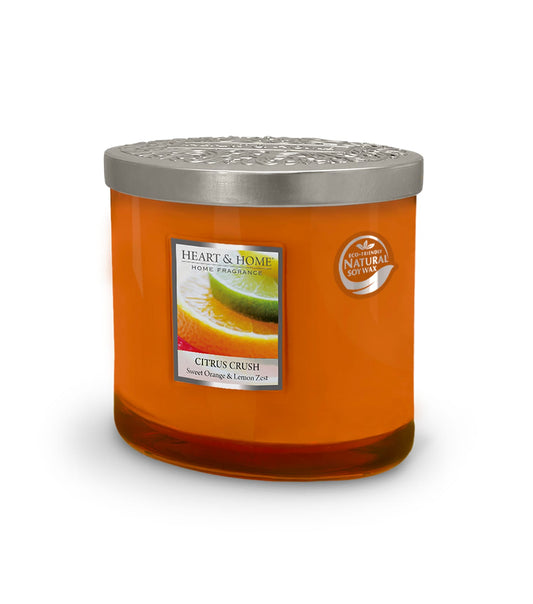 Heart & Home Citrus Crush Twin Wick Ellipse Soy Candle - 40 Hours Burn